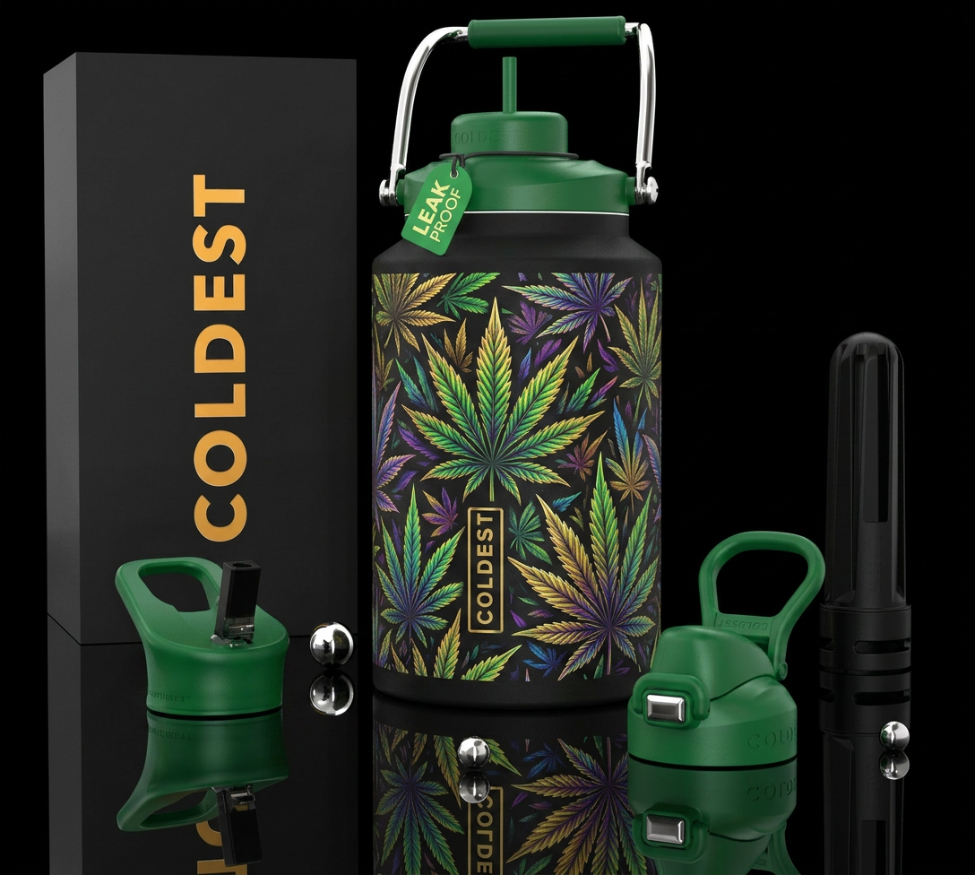 Weed leaf water bottle design