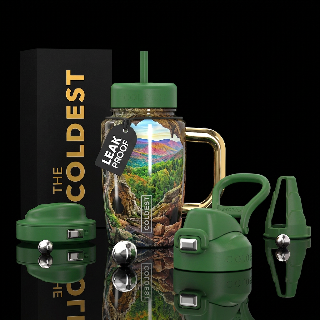 Laurel Caverns Appalachian Mountain PA, photoreali... water bottle design