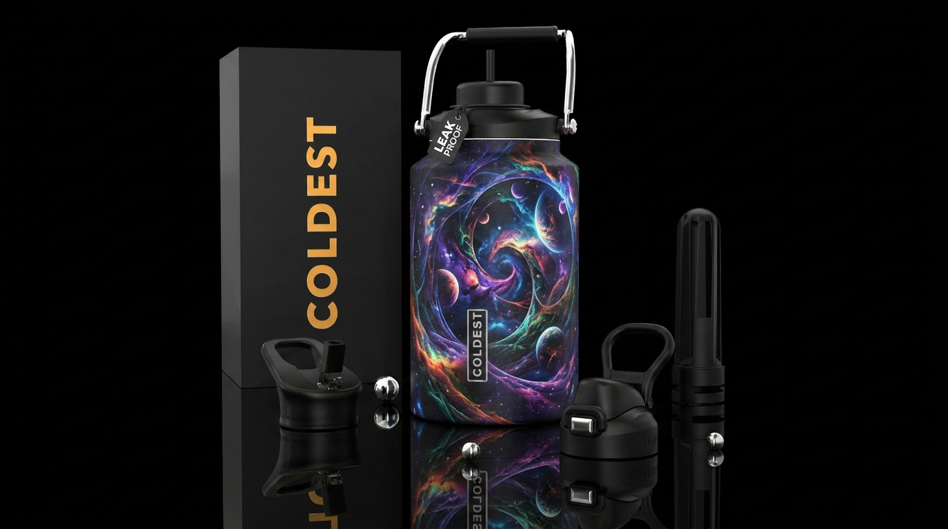 Parallel Universe, photorealistic, detailed, lifel... water bottle design