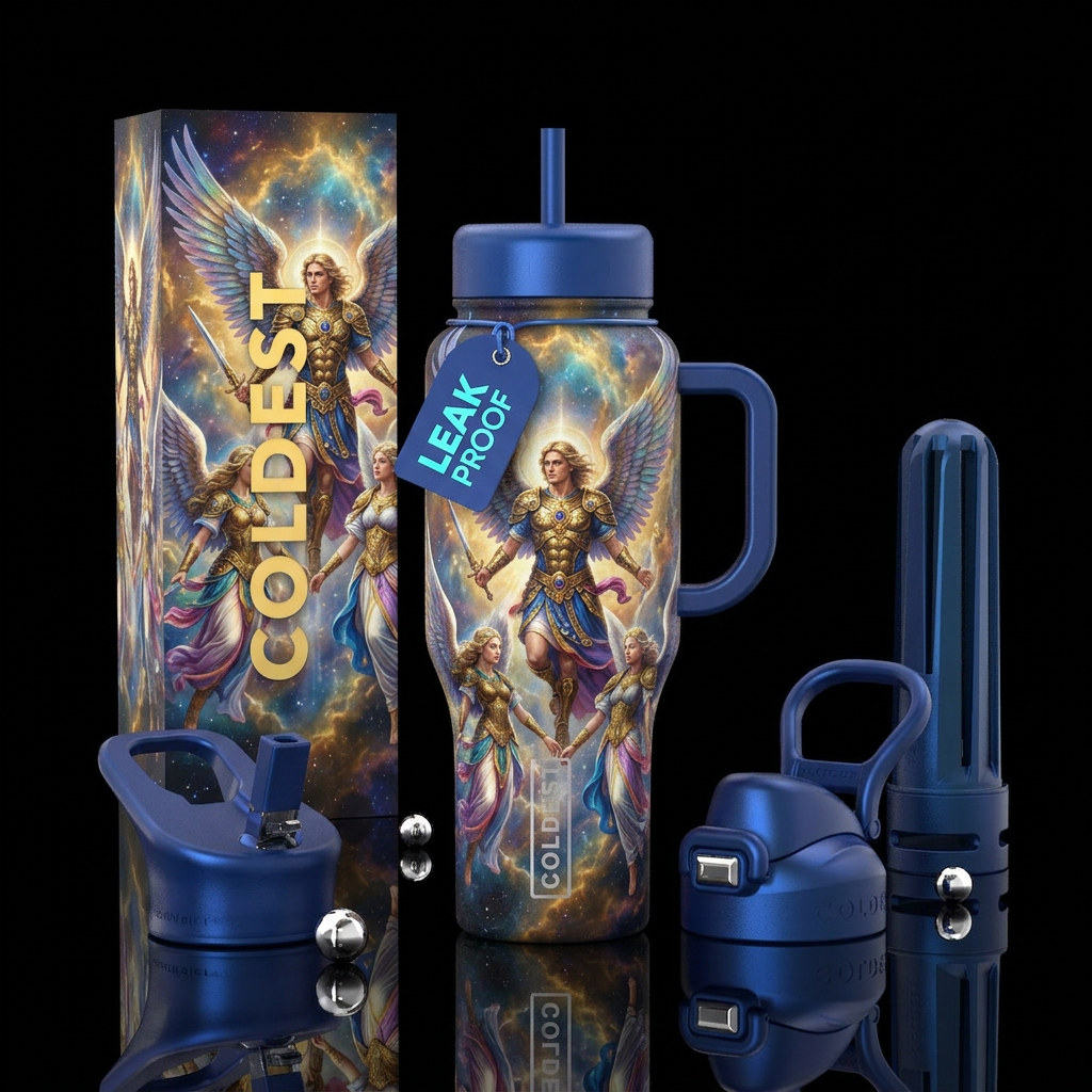 Archangels Ascending, photorealistic, detailed, li... water bottle design