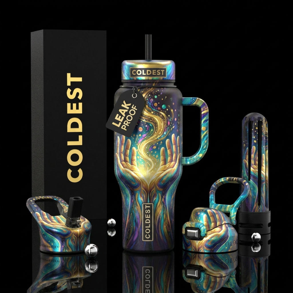 Open hands catches Blessings water bottle design