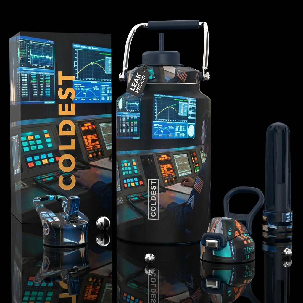 Go For Launch Operator, photorealistic, detailed, ... water bottle design
