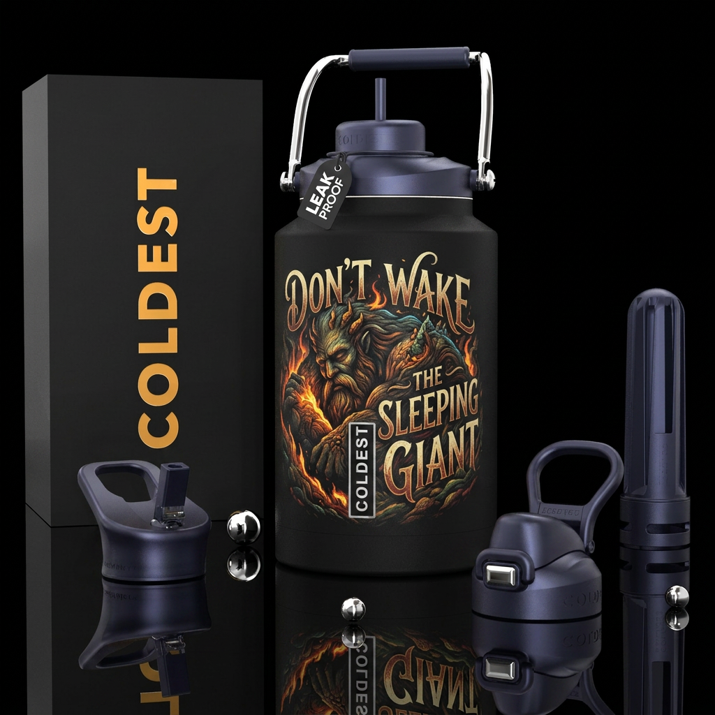 Don’t wake the sleeping giant water bottle design