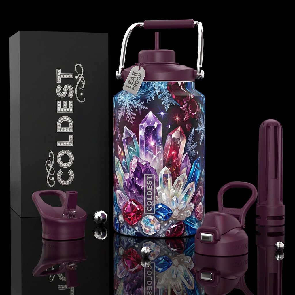 January Crystal, photorealistic, detailed, lifelik... water bottle design
