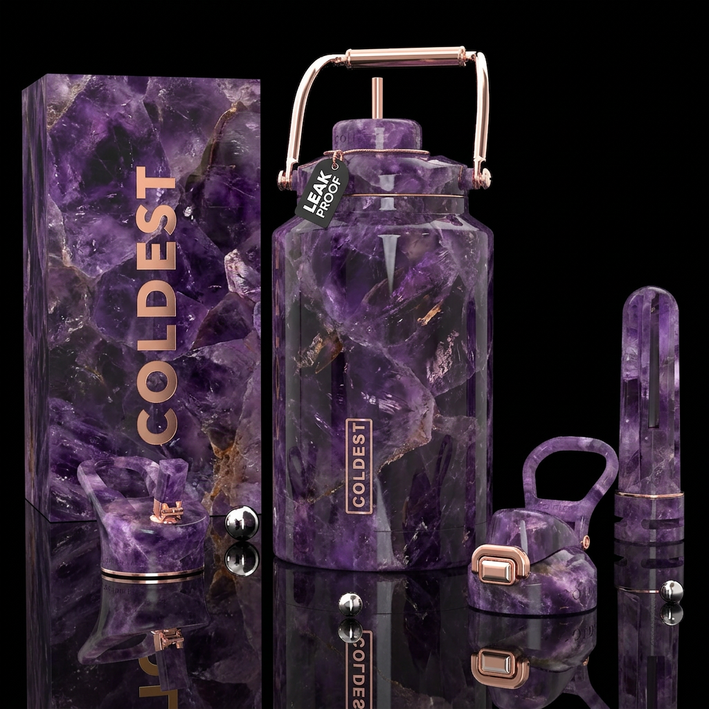 February Crystal, photorealistic, detailed, lifeli... water bottle design