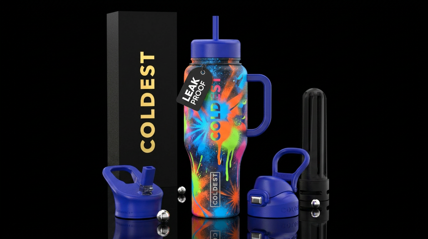 spray painted, explosive water bottle design