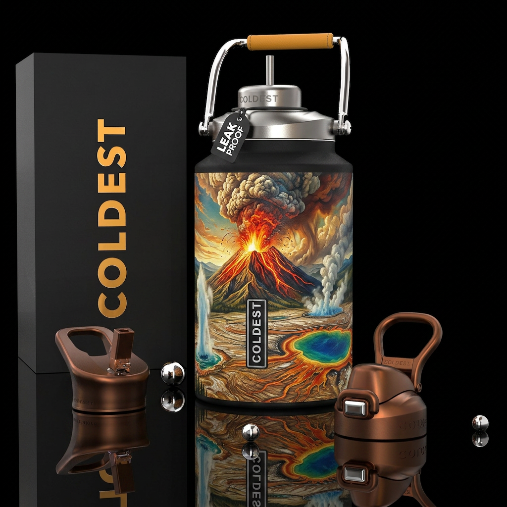 Yellowstone Super Volcano water bottle design