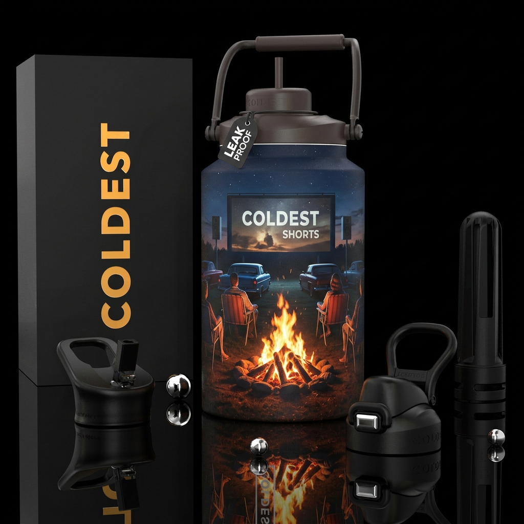 Bonfire at the Drive In with Coldest Shorts on the... water bottle design