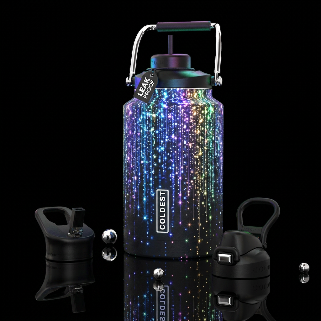 Twinkle waterfall water bottle design