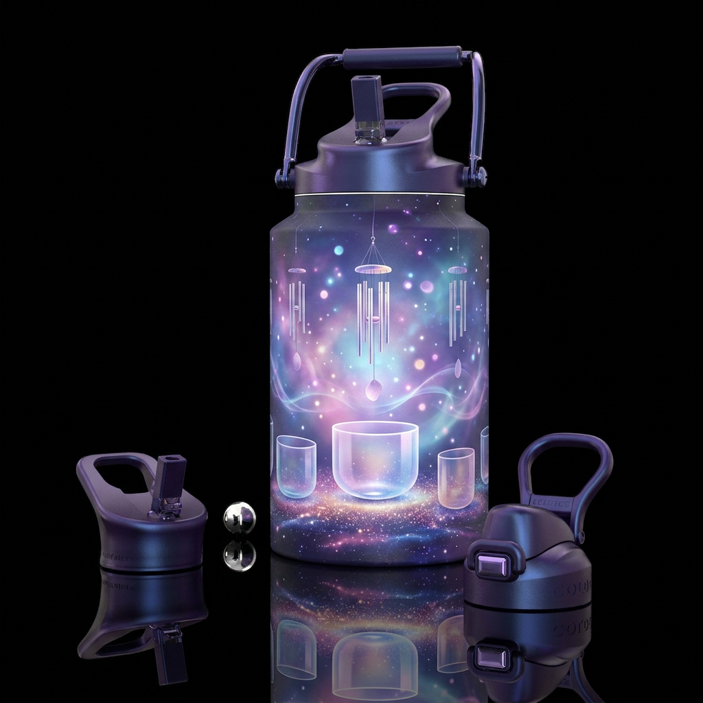 Cosmic bowls + wind chimes Wraparound cosmic sound... water bottle design