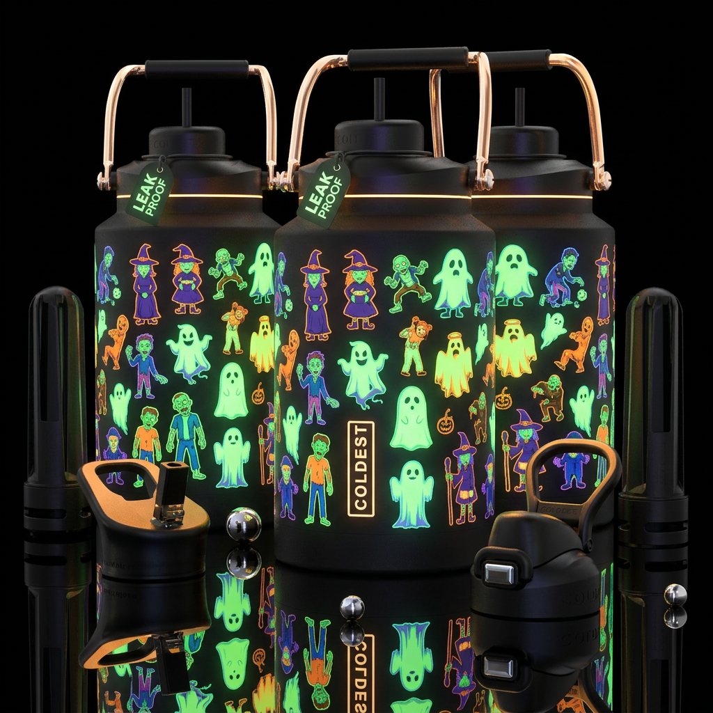 Halloween Costumes, texture Glow in the dark, plea... water bottle design