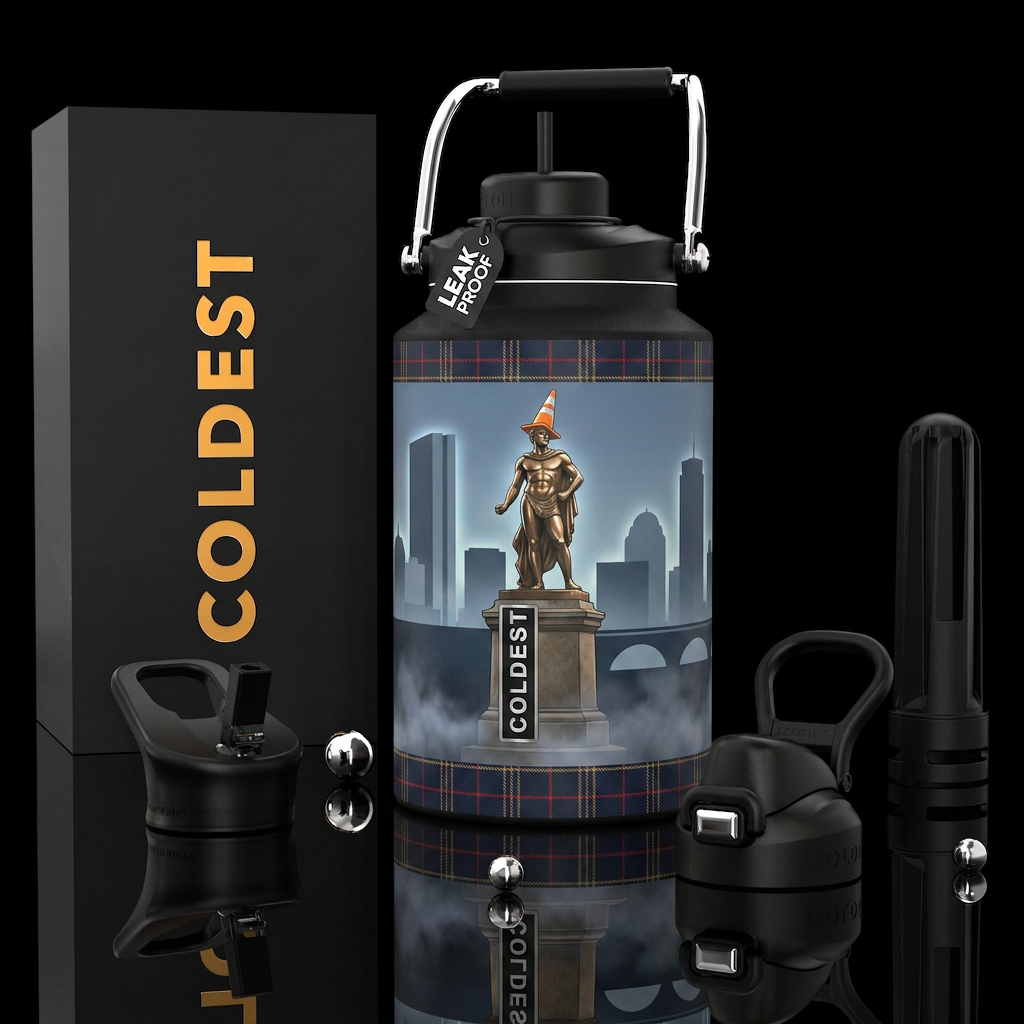 Centered: an original bronze statue, not resemblin... water bottle design