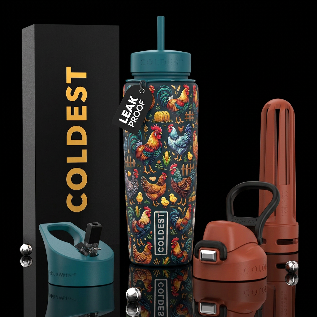 Chickens water bottle design