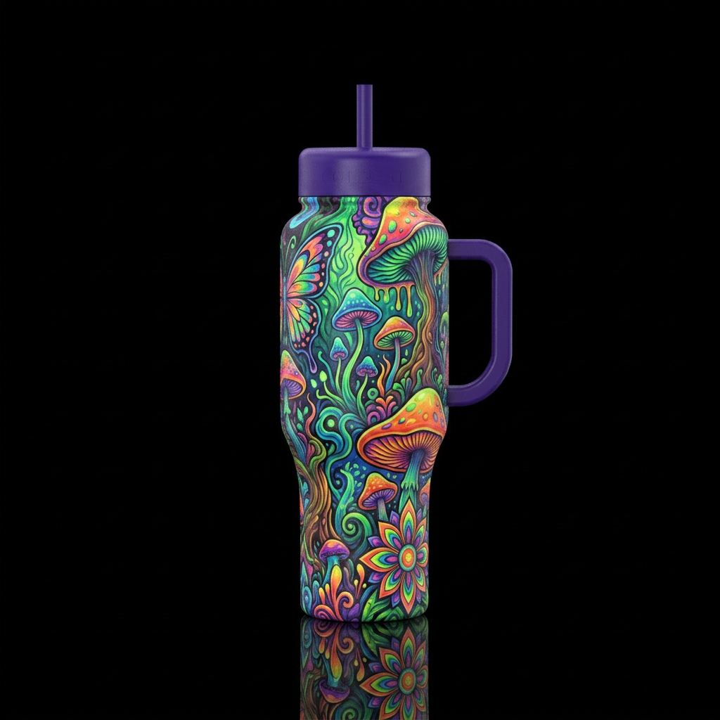 Trippy nature water bottle design