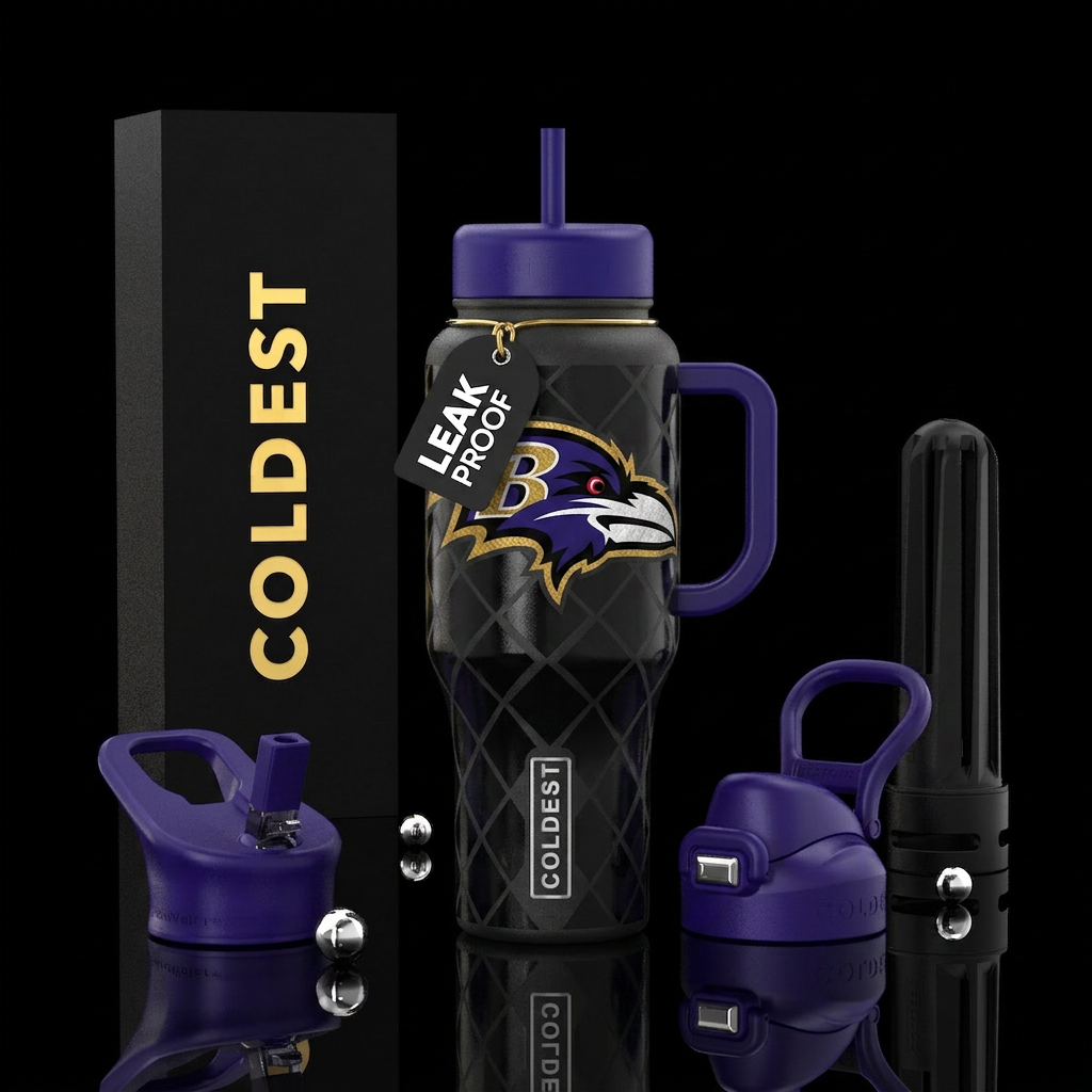 Baltimore Ravens with a black diamond raven water bottle design