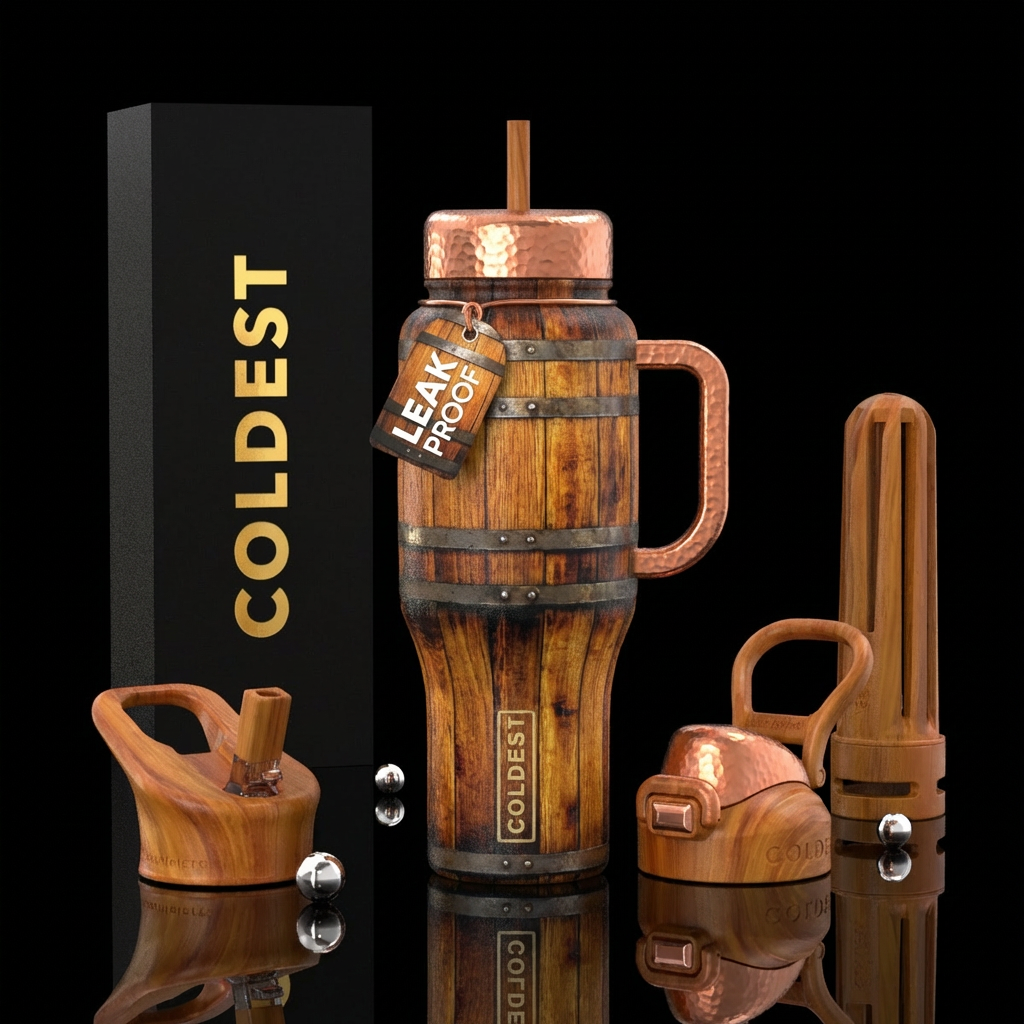 Bourbon barrel water bottle design
