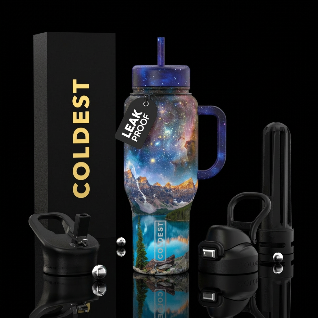 McDonnell lake with glacier national park mountain... water bottle design