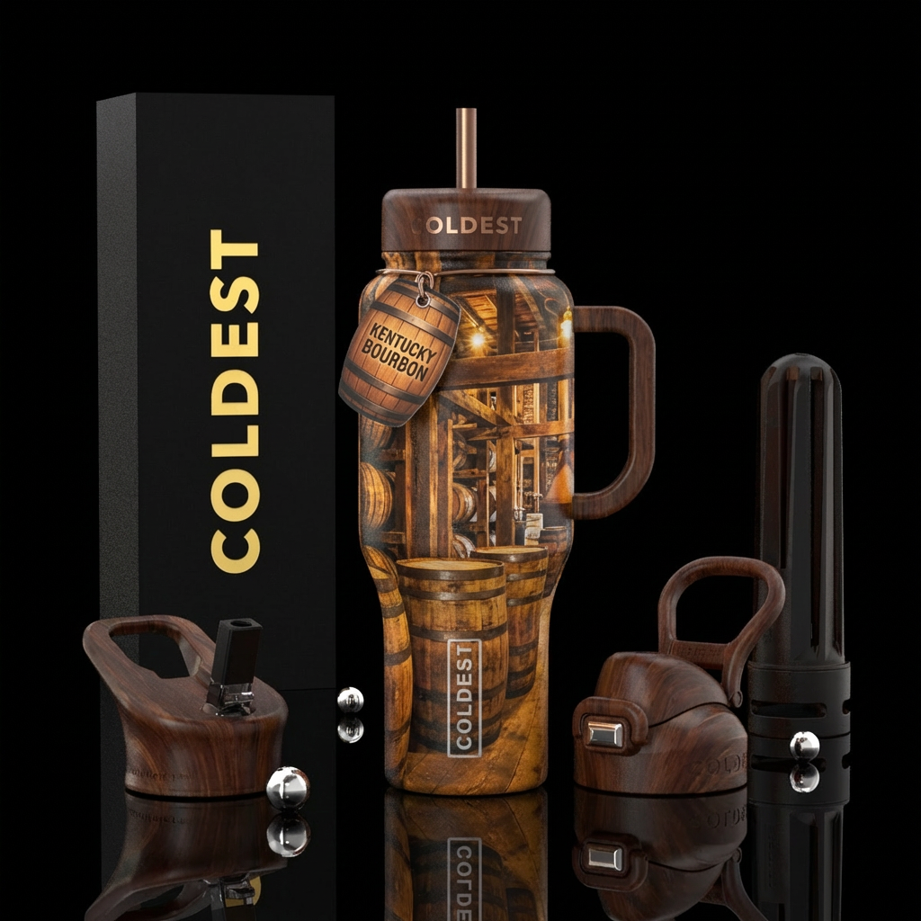 Kentucky bourbon rickhouse water bottle design