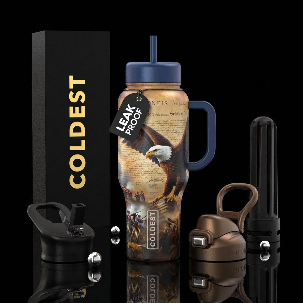 Historic and iconic american battlefields fading i... water bottle design