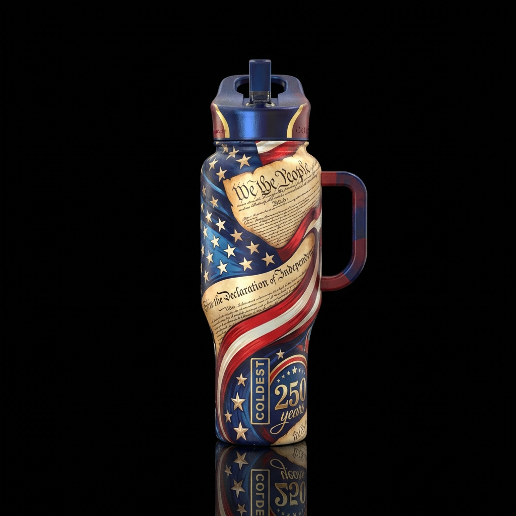 250 years of stars and stripes and the US constitu... water bottle design