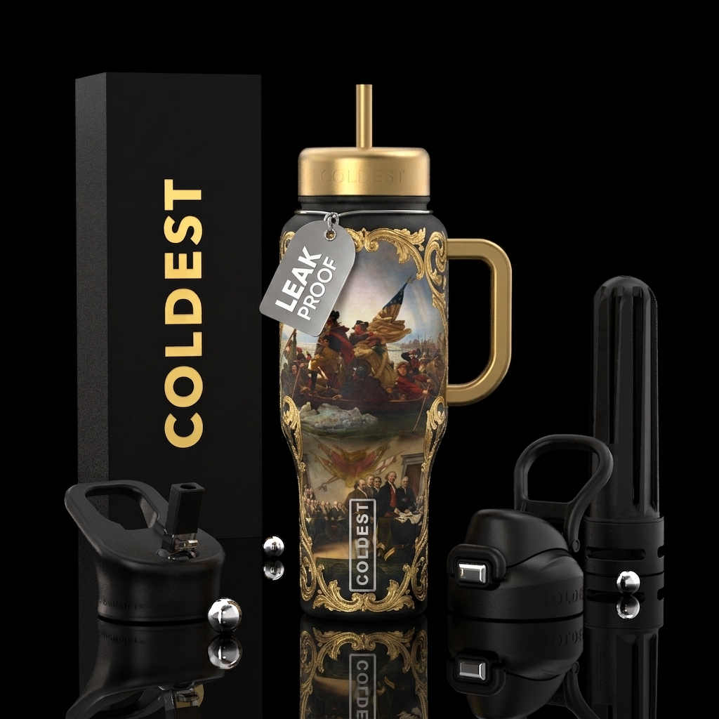 Paintings of washington crossing the Delaware, sig... water bottle design