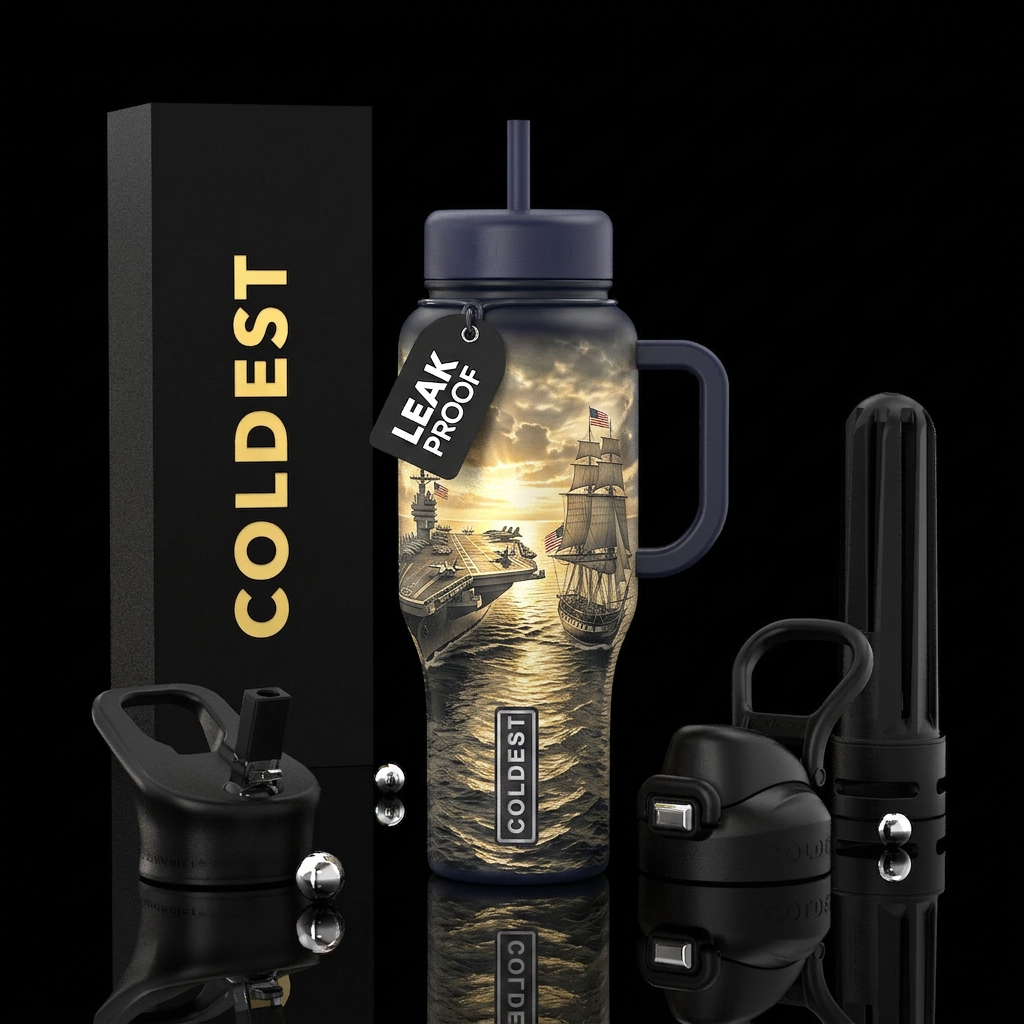 Ultra-photorealistic maritime tribute to the Unite... water bottle design
