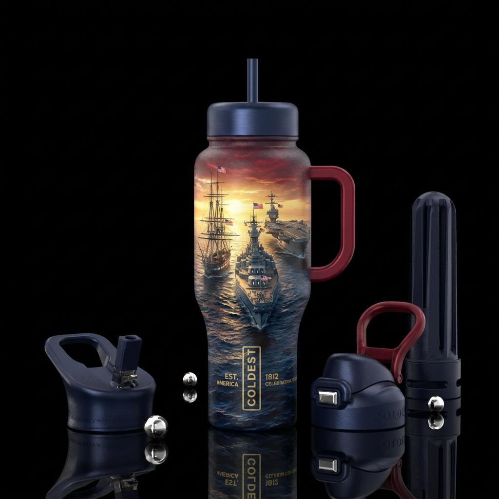 USS Constitution, USS Missouri (BB-63), and USS Ge... water bottle design