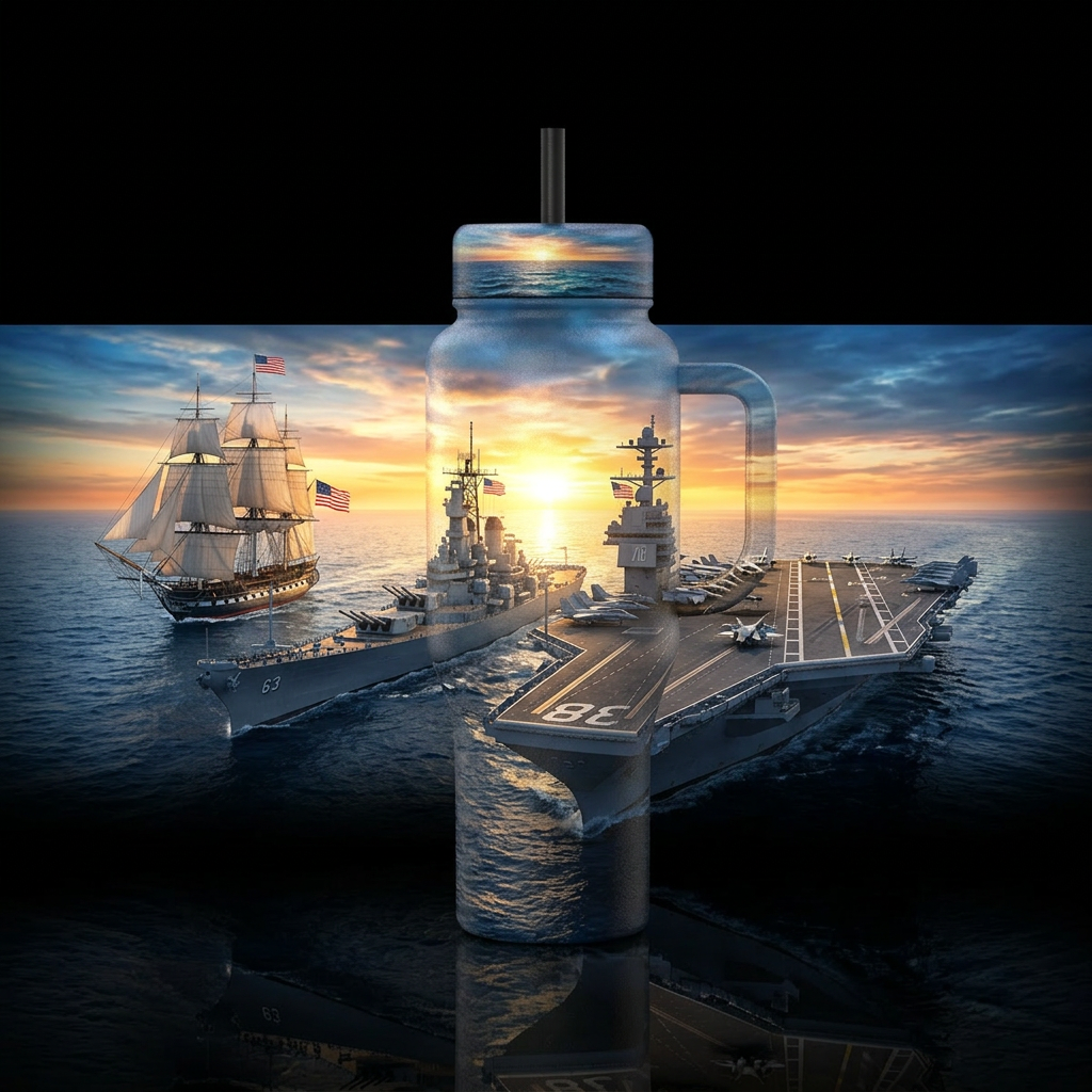 USS Constitution, USS Missouri (BB-63), and USS Ge... water bottle design