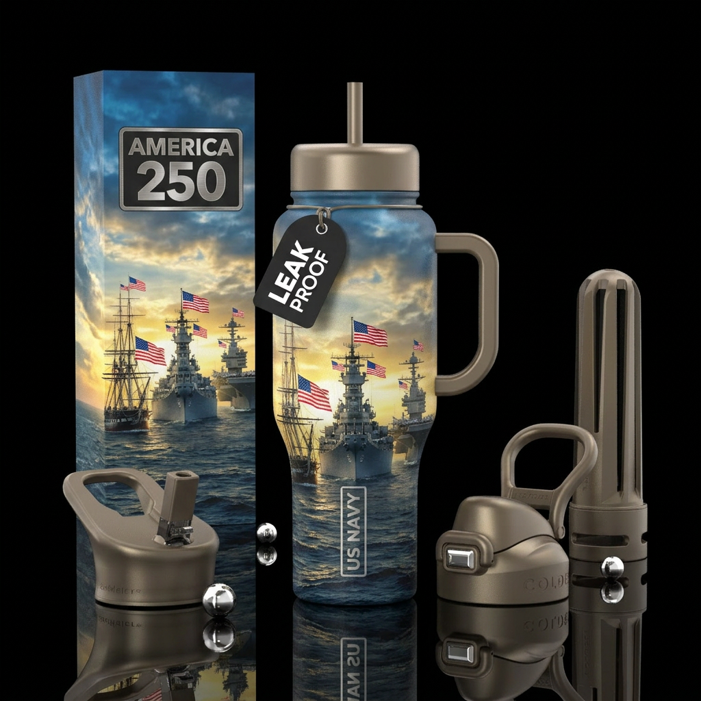 USS Constitution, USS Missouri (BB-63), and USS Ge... water bottle design