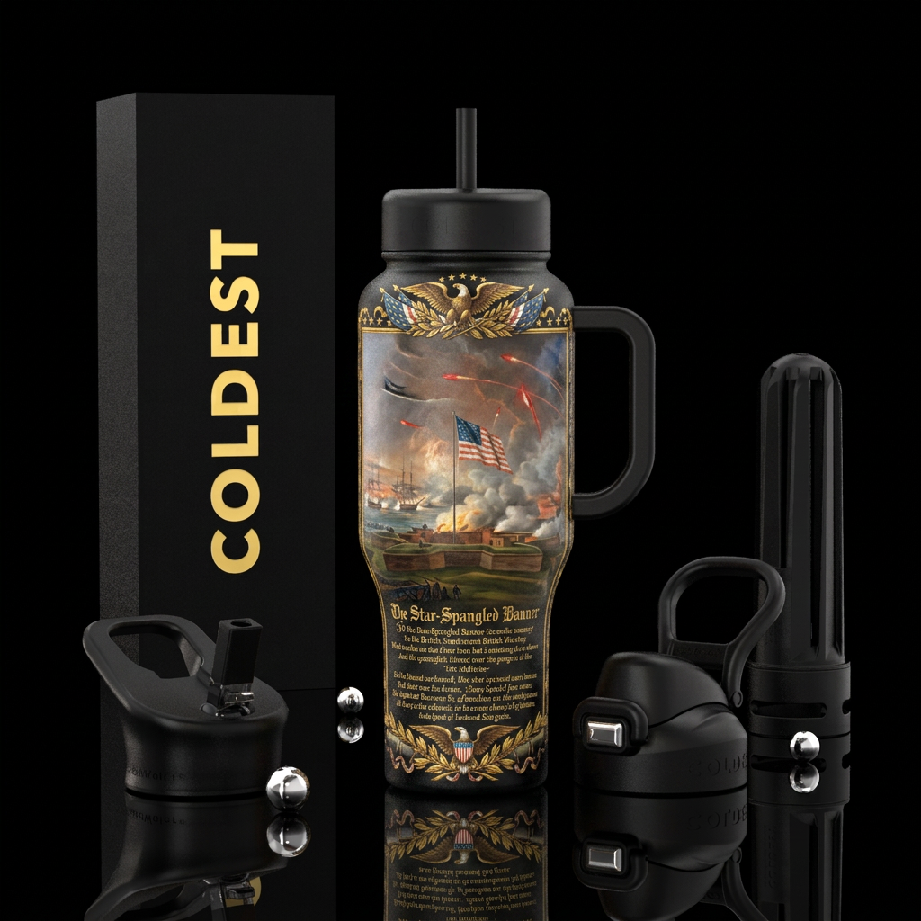 Monumental American historical mural depicting the... water bottle design