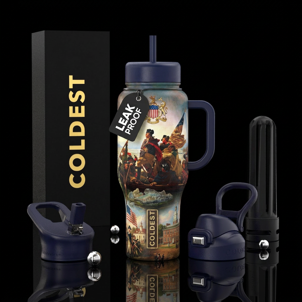 Patriotic tribute to George washington, beautiful ... water bottle design