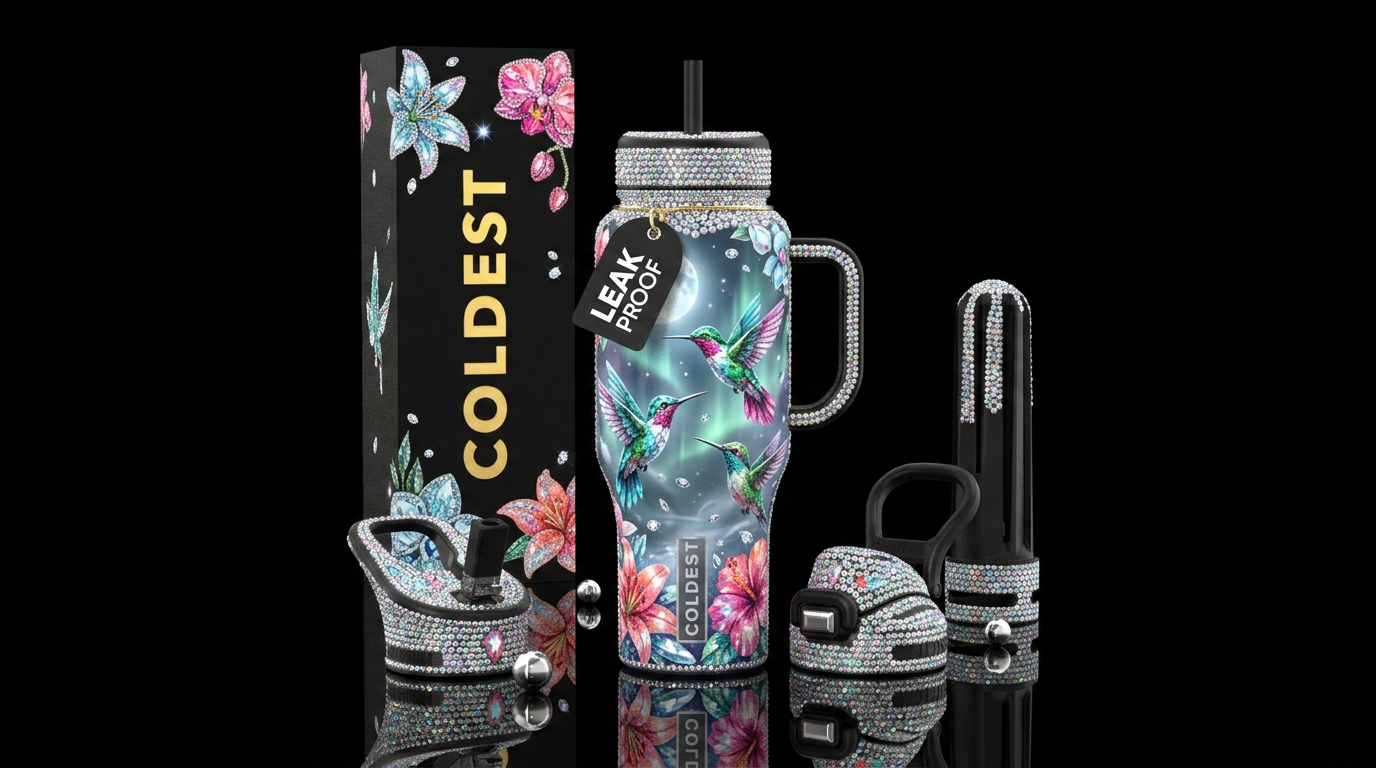 Imagine a luxury “diamond art” style water bottle ... water bottle design