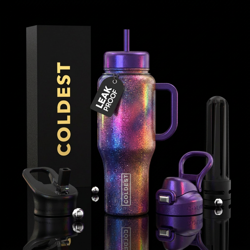 sparkly, glowie, artistic, spray painted, shiny, s... water bottle design