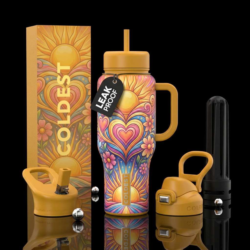 Joy, happiness, sunshine, love, happy, amazing water bottle design
