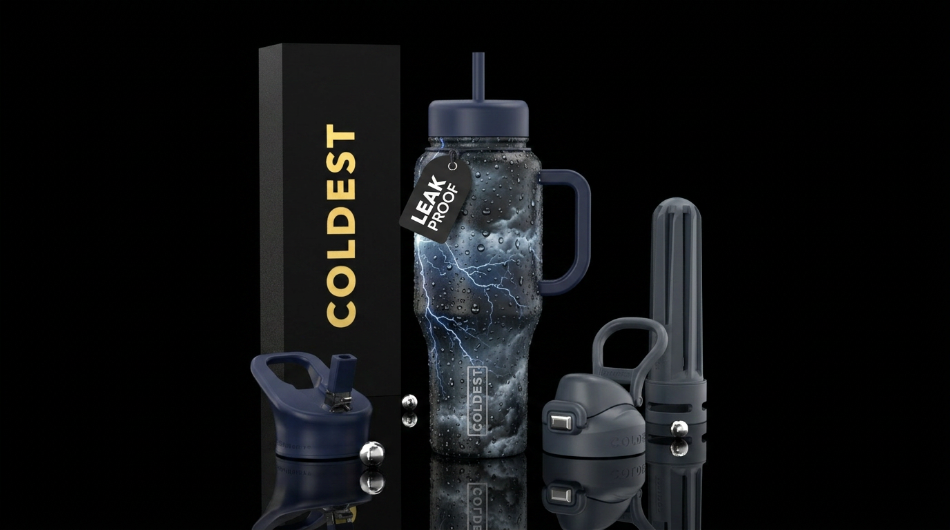 Raindrops, lightening, dark, textured, water bottle design