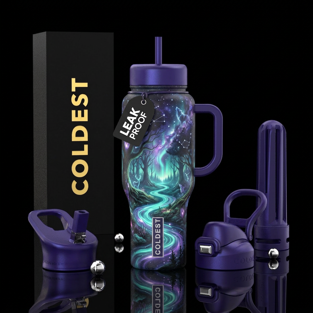 An ultra-detailed, award-winning nature and cosmic... water bottle design