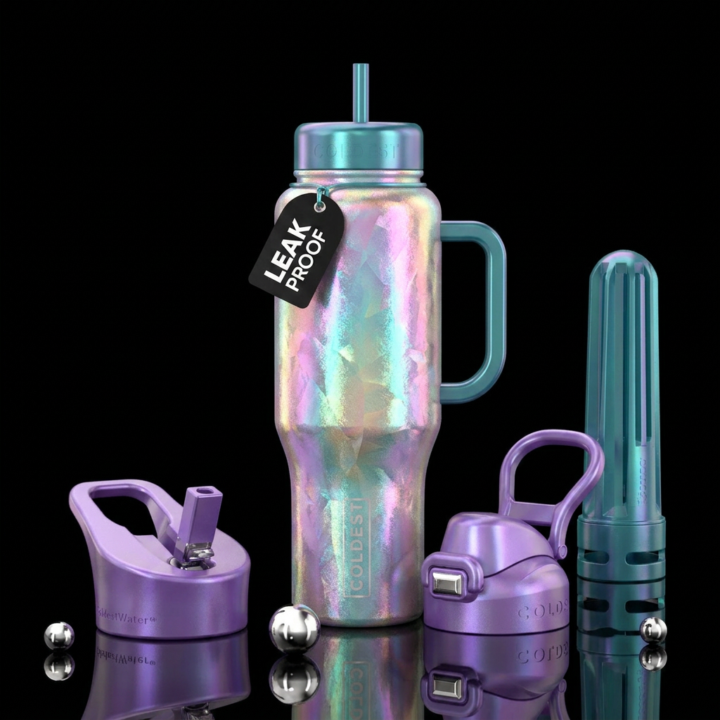 Aura Quartz ⭐⭐⭐⭐⭐  * Iridescent rainbow sheen * Pi... water bottle design