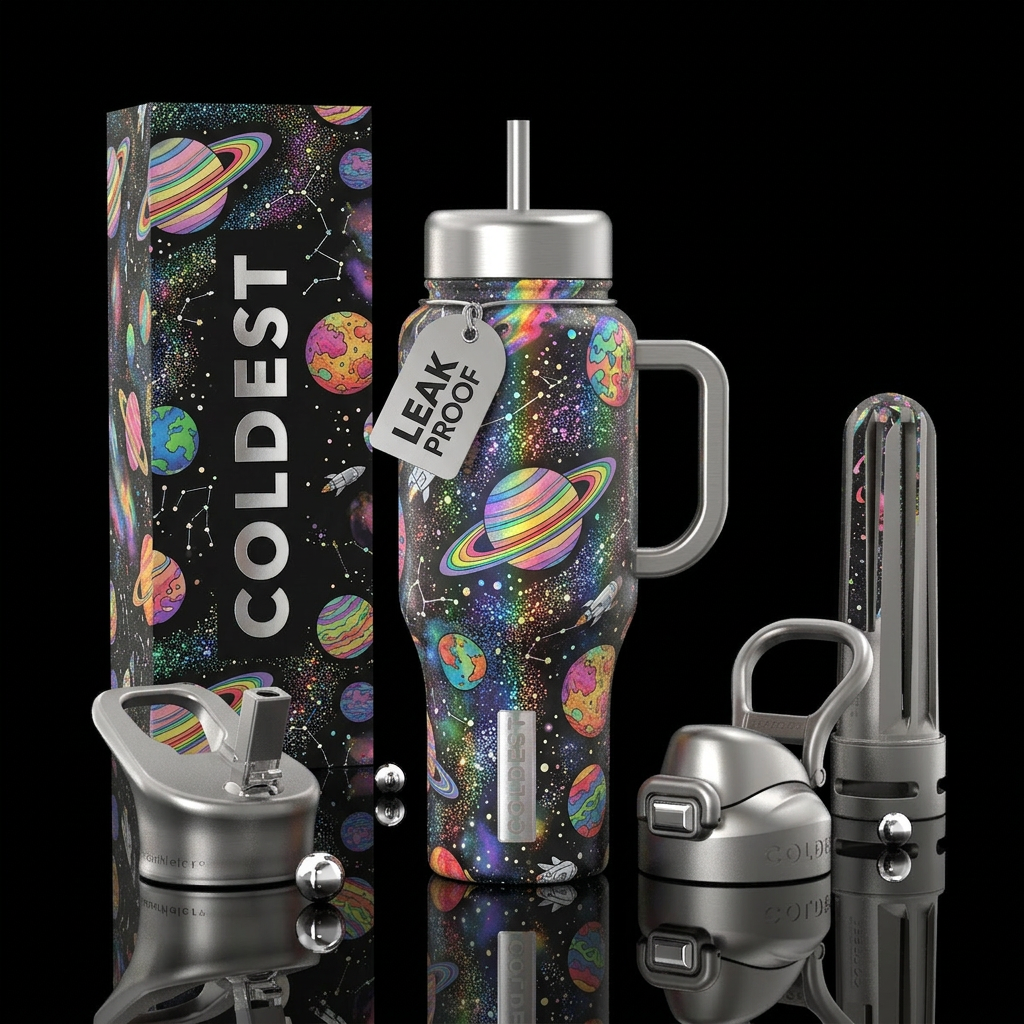 Shimmer Galaxies water bottle design