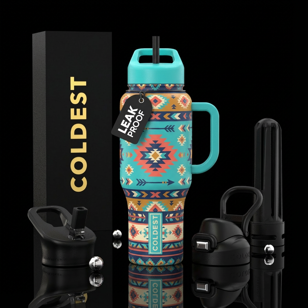 Southwest, Aztec, turquoise water bottle design