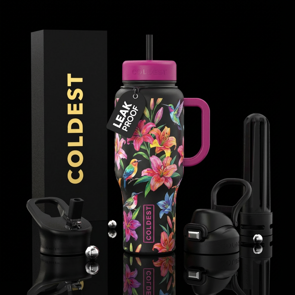 Lilly's and birds water bottle design