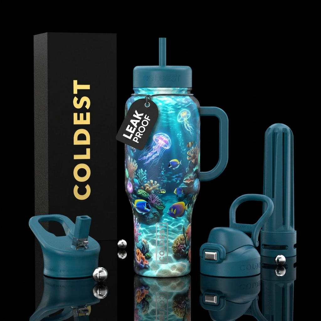 Sea life, ocean, glowie, sandy, beautiful water water bottle design
