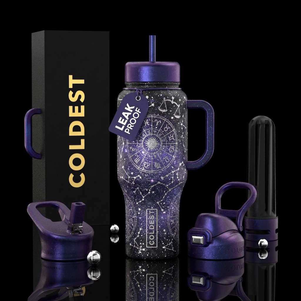 Zodiac, silver, sparkly, magical water bottle design