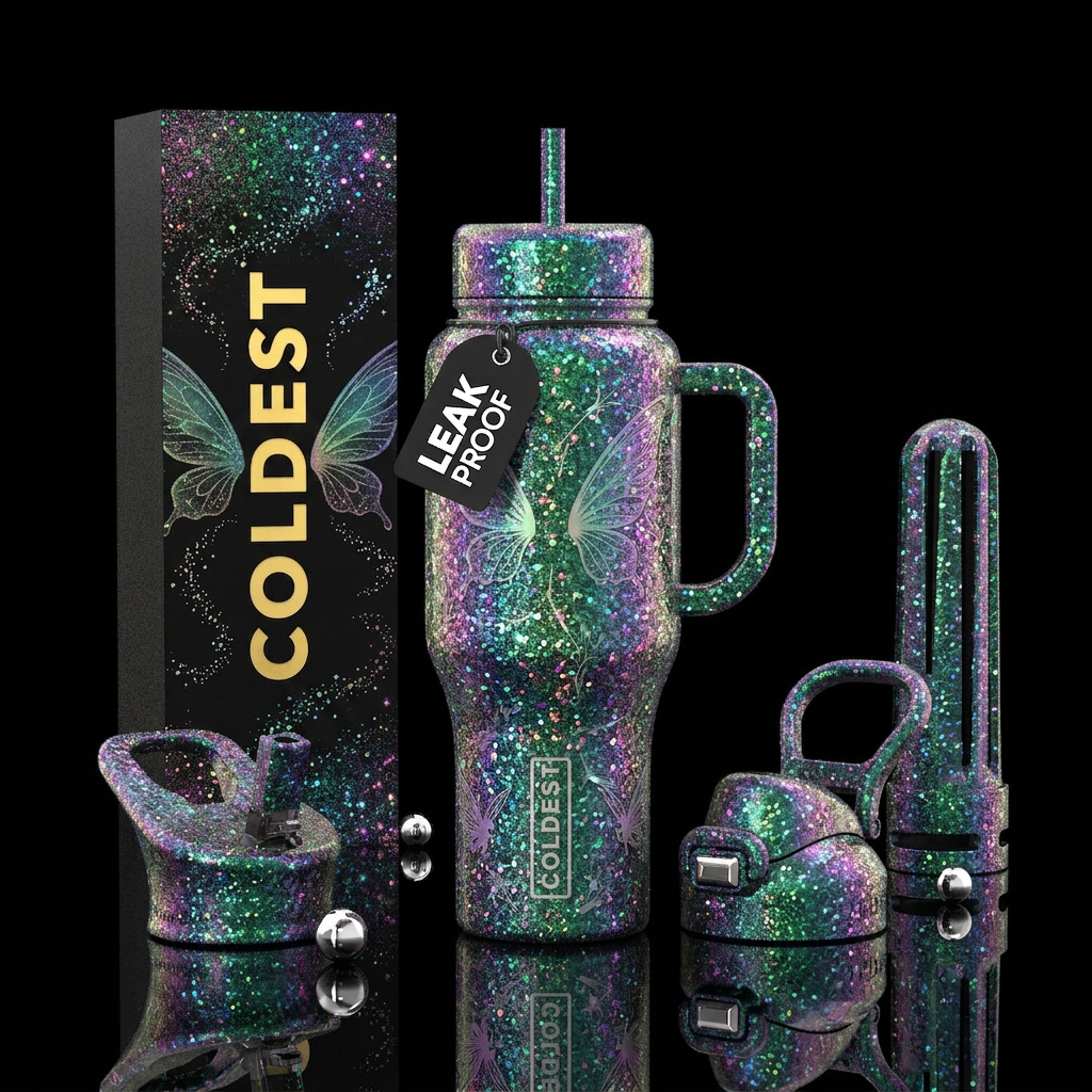 Fairy, magical, glitter, whimsical, water bottle design