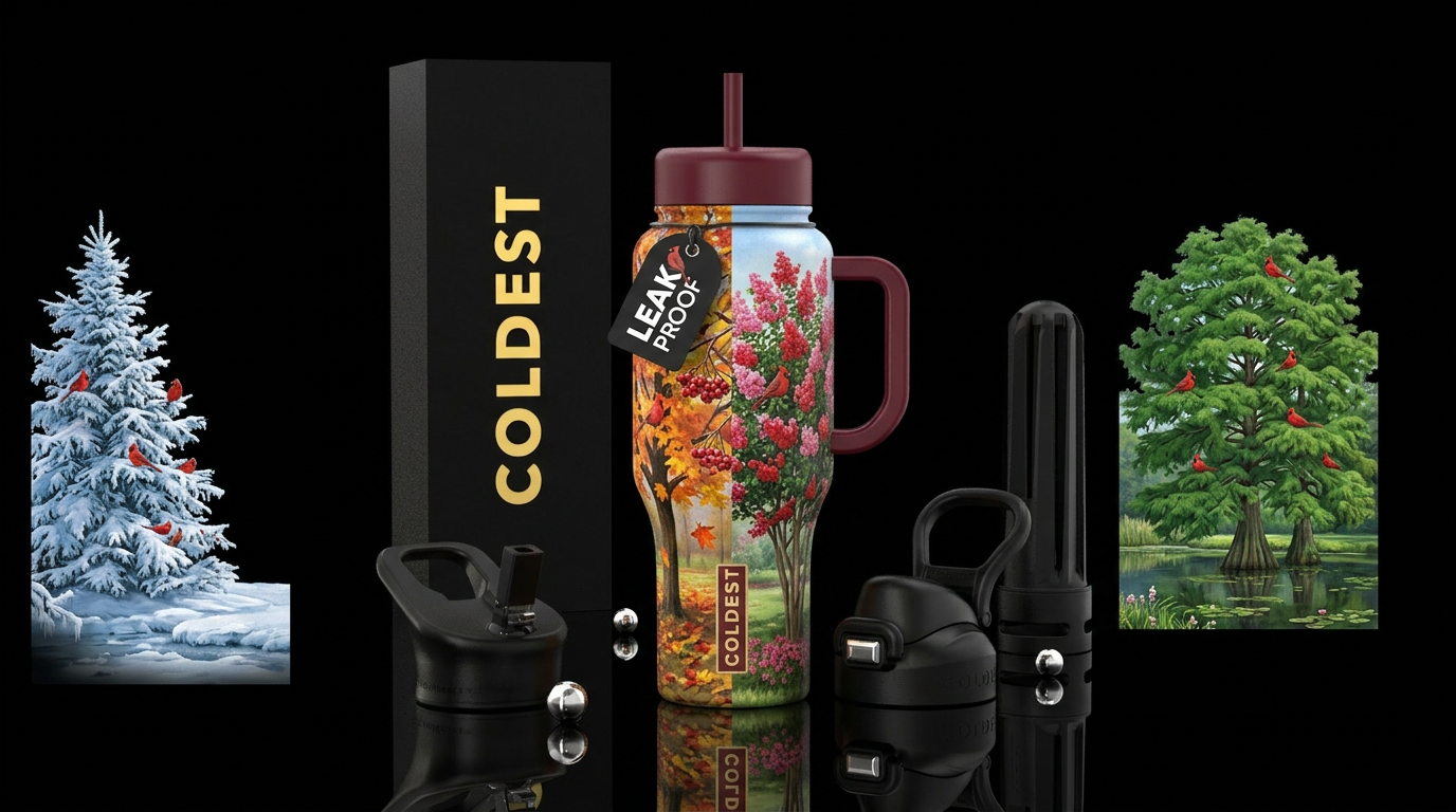 The Four Seasons water bottle design