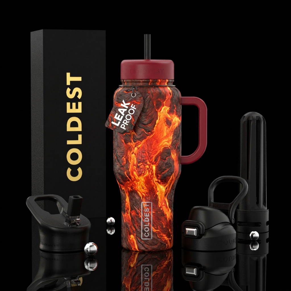 Volcanic Eruption water bottle design