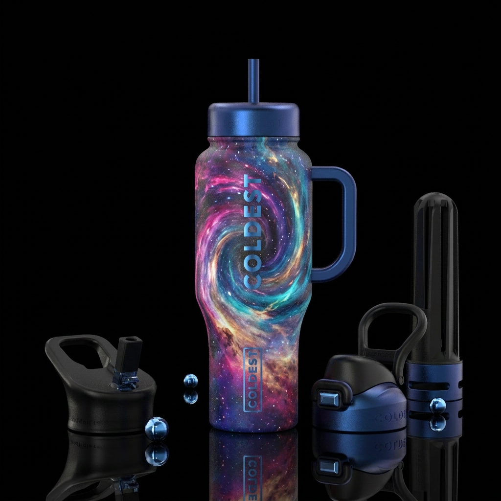 Deep space vortex with multiple colors never seen ... water bottle design