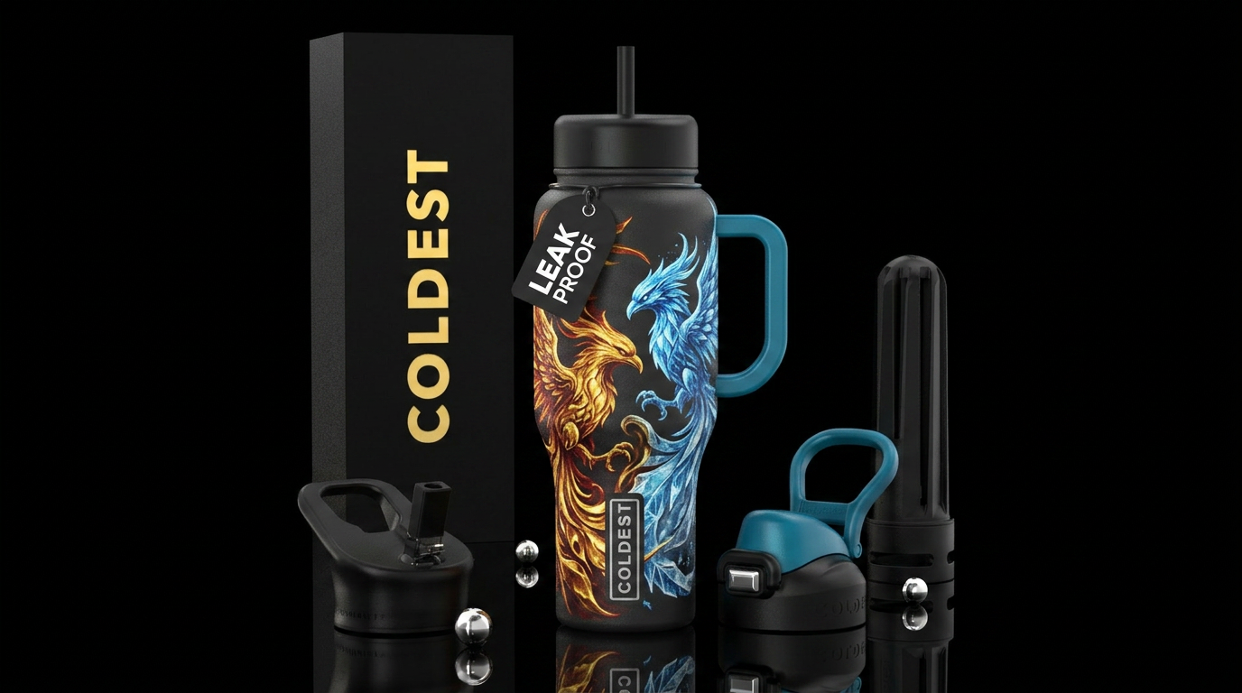 Fire and ice pheonix water bottle design