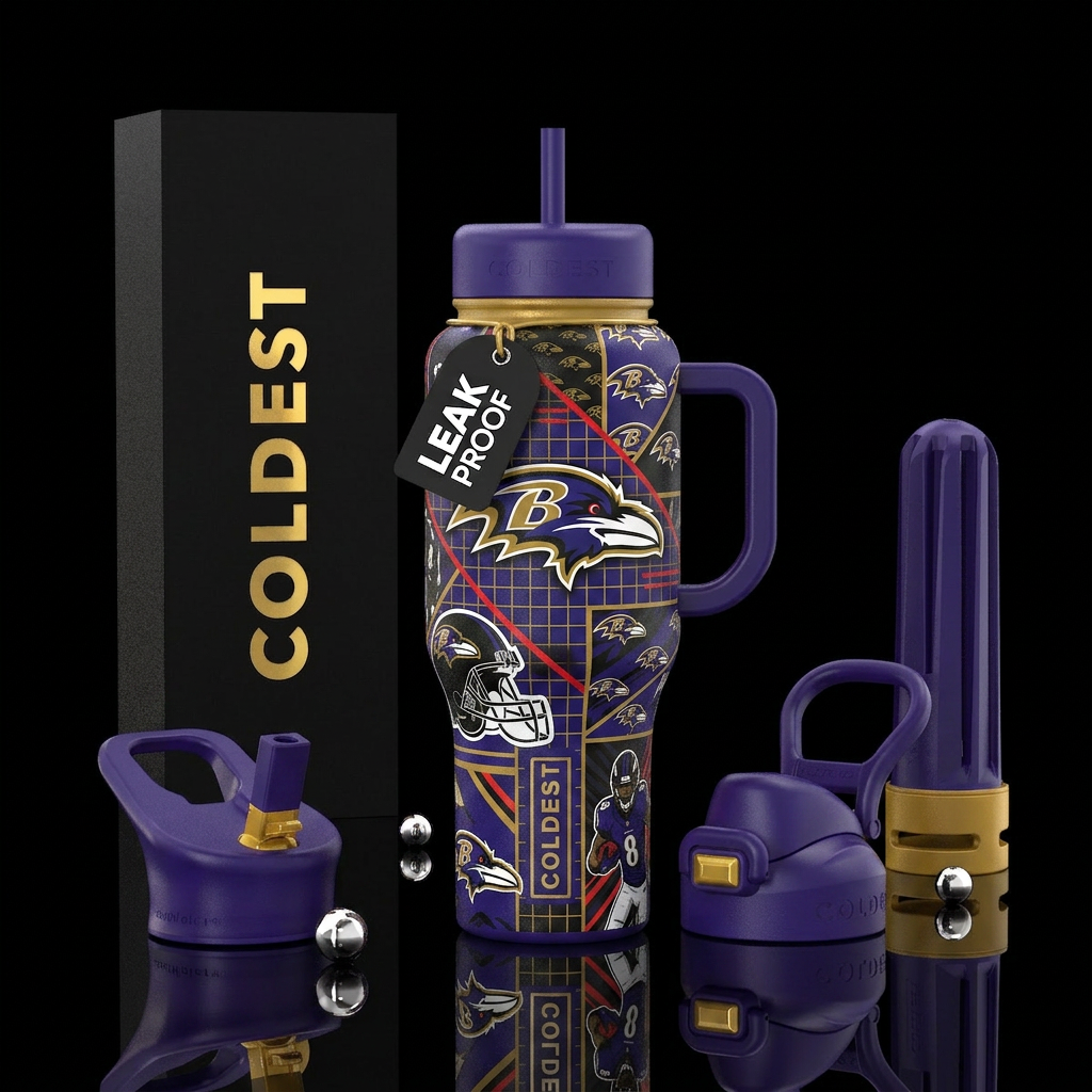 Ravens football water bottle design