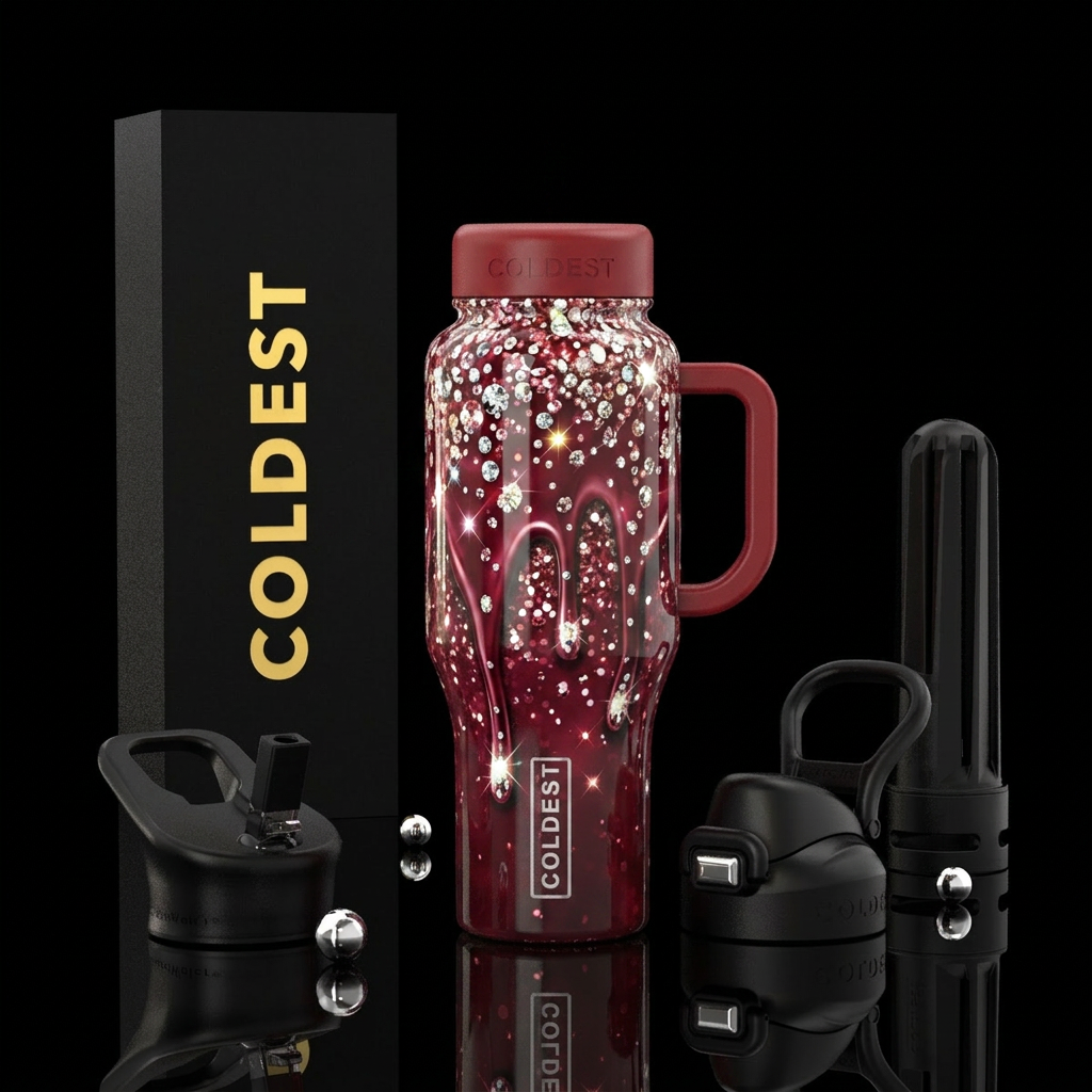 "Dr pepper"dripping sparkles water bottle design