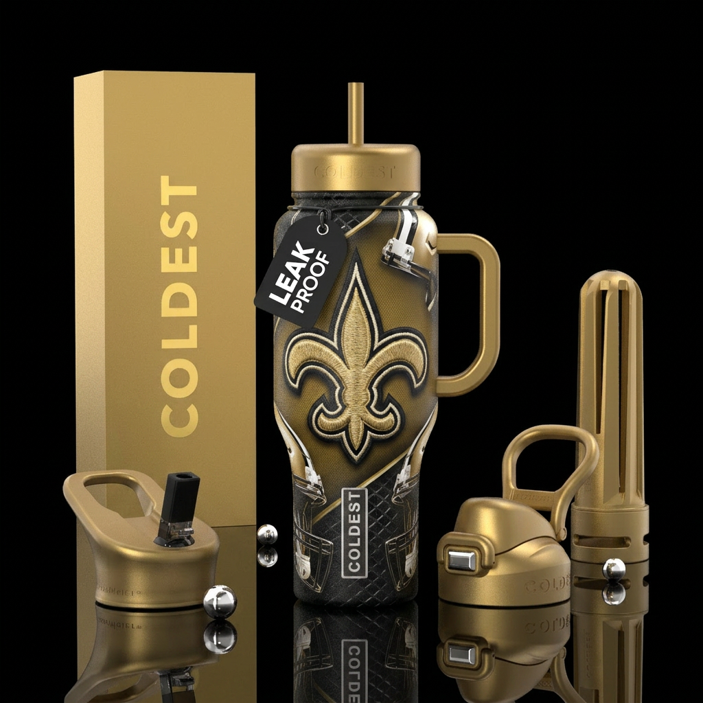 New Orleans saints football water bottle design